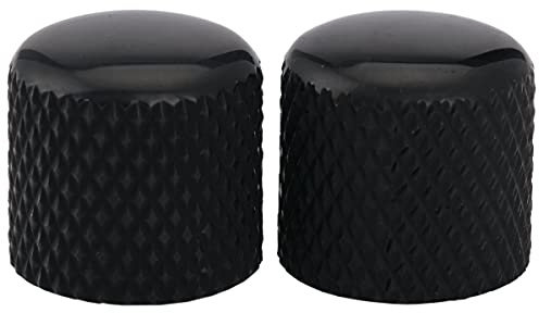 Musiclily Pro Metrisch Stahl T Style Potiknöpfe Dome Knobs Schwarz 2er Set | für Import Fender Tele E-Gitarre/ Precision Bass