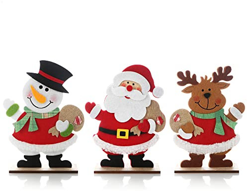 com-four® 3X Adornos navideños de Fieltro - Soporte Decorativo - decoración de Mesa navideña - Grupo de Figuras clásicas de Fieltro (Grupo - Colorido)