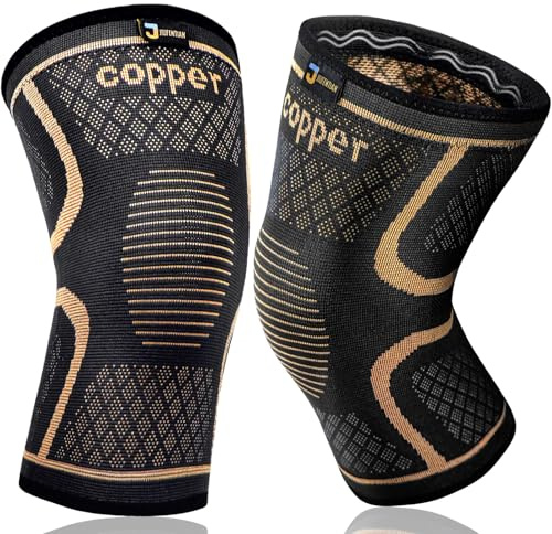 Copper Knee Braces for Men and Women (2 pack) -Knee Supports Copper Compression Knee Sleeve for Knee Pain, Arthritis, Sports and Recovery Support (Large)