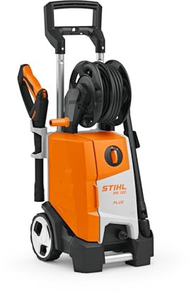 Stihl Elektro-Hochdruckreiniger RE 120 PLUS, Schwarz/Orange/Weiß, Kabelgebunden, Moderner Stil, Hochdruckreiniger, 1.600 bar, 9 m Schlauch, 4,8 Liter Tankvolumen