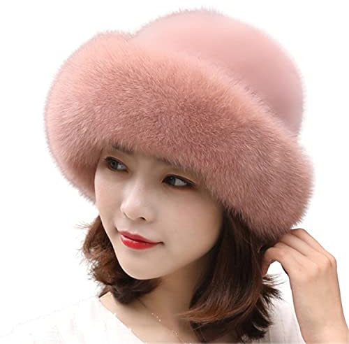 LAKEMON Winter-Pelzmützen für Damen, Dicke warme Kunstpelzmützen für den Winter, verstellbare Winterpelzmützen, für Frauen, Mädchen, Winter, Outdoor, Schneekappe (Pink)