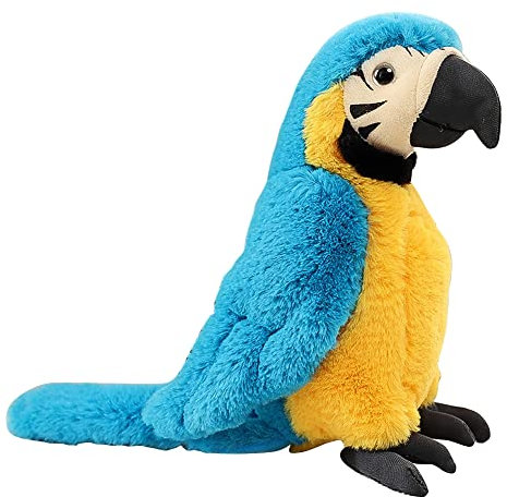 ISAKEN Kuscheltier Papagei Spielzeug Süßes Papagei Plüschtier Tier Handpuppen Stofftier Weiche Umarmung Plüschkissen Kuschelig Geschenk für Kinder Jungen Mädchen