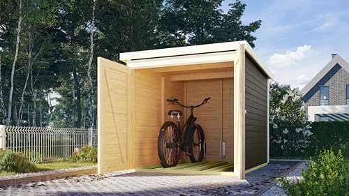 CHILLROI® Karibu Fahrradgarage 19mm Set mit Dachfolie naturbelassen oder terragrau (terragrau)