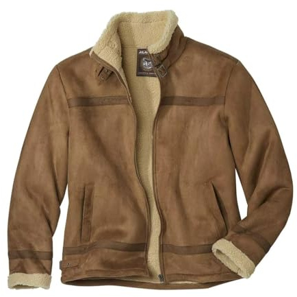 ATLAS FOR MEN - Jacke aus Wildlederimitat mit Teddyfutter - Verfügbar in großen Größen von M bis 5XL