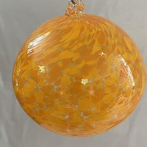 Kugel zum hängen Bunte Glaskugel zum aufhängen Ornament gelb orange kräftig Fensterkugel mundgeblasen Ø ca. 13 cm Oberstdorfer Glashütte