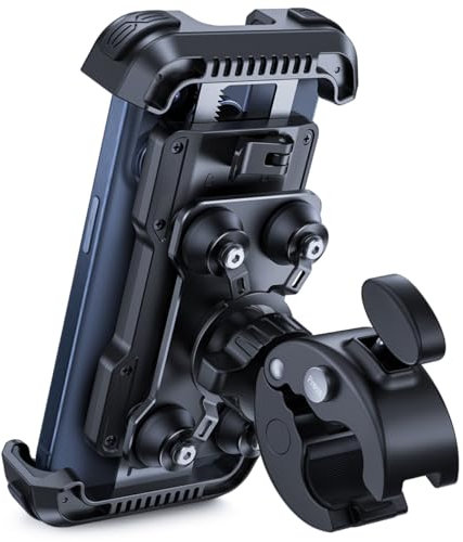 Lamicall Motorbike Phone Holder [Dual Anti-Shock] - 2025 Motorcycle Phone Mount, Universal Bike Phone Holder for iPhone 17 16 15 14 13 12 11 Pro Max Plus Mini, Samsung S24, 4.7-6.7 Phone - Black