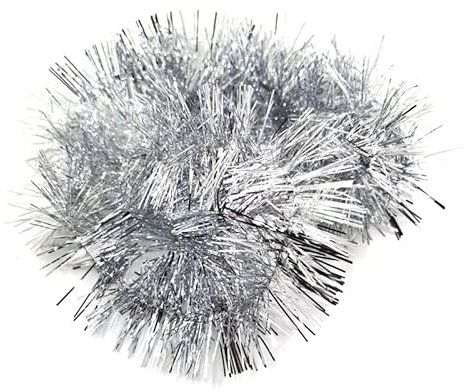 12 Stücke Girlande Weihnachten Lametta Metallische Glänzende Weihnachtsbaum Girlande 2m * 7cm Weihnachtsgirlanden Lamettergirlande Weihnachtsbaum Dekoration Geburtstags Party Dekoration-Silber