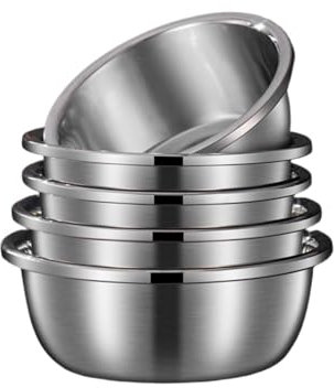 BGFYUSF Bandejas para Servir de Acero Inoxidable 304, 5 Piezas, tazones para Mezclar y cocinar, ollas y sartenes de diámetro 34cm/36cm/38cm/40cm/45cm