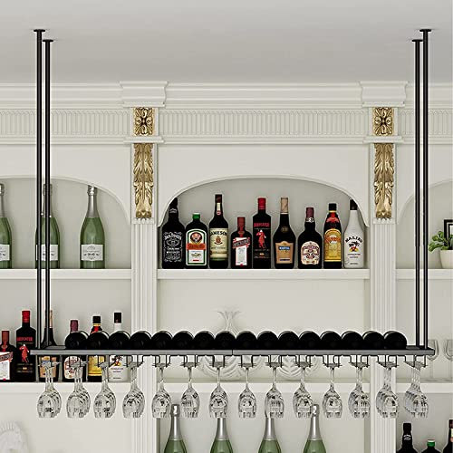 Deckenverzierung Deckenregal Weinregal aus Metall, höhenverstellbar, an der Decke montierter Weinflaschenhalter aus Eisen zum Aufhängen, Becherhalter für Weingläser, Weinglasregal, für Bars, Restaura