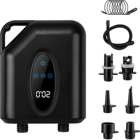 Board Pumpe 20PSI Elektrische tragbare SUP Luftpumpe 12000mAh Batteriebetriebene Luftpumpe Zweistufige Aufblasung Entleerung Auto-Off Luftpumpe für Stand Up Paddle Boards Kajak (Cigarette Lighter)