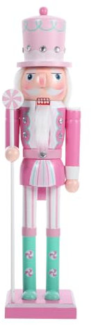 MHFOOU Soldado cascanueces de Navidad, hecho a mano, figuras de cascanueces de Navidad, adorno de Navidad, caramelo, serie de colores claros, decoración para decoración navideña del hogar (rosa, 25
