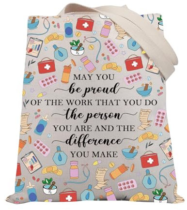 PLITI Pharmacy Technician Tote Bag Pharmacist Gifts RX Pharmacy Gifts May You Be Proud Of The Work You Do Pharmacy Tech Gift (Be proud RX TGU)