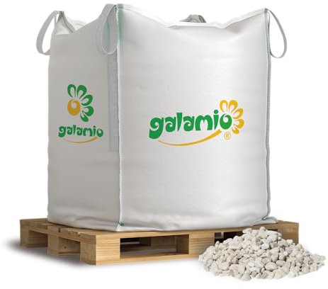 GALAMIO Marmorkies Zierkies Edelkies Gartenkies Marmorsteine Dekosteine Ziersteine Kieselsteine Kies Weiß 5-20mm 1.000kg BigBag / 1 Palette Paligo