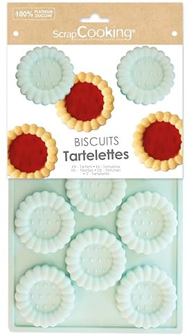 ScrapCooking - Stampo in Silicone 11 Crostatine - Stampo per Biscotti - Adatto a Forno e Congelatore - Pasticceria Dolce per Bambini - Utensile Flessibile - Ricetta Crostatine alla Fragola - 3183