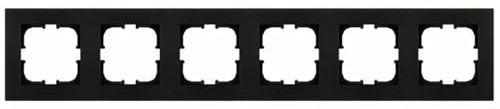 EXEN - Serie KARELL - Marco Interruptor de Pared 6-Módulos, Seis Puestos para Interruptores de Luz y Enchufes - Panel para Interruptores de Luz y Enchufes de Pared - Negro Metálico - 438mm - K106/14E
