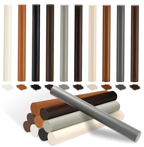 Ledebouk 10 Bastoncini di Cera per Riparazione Legno, Stucco per Legno, Kit 10 Colori Professionale Multicolore Set di Cera per Graffi, Fori e Crepe su Mobili, Parquet, Laminato e Porte
