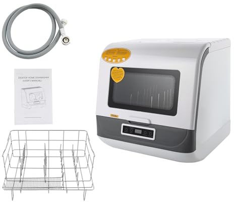 Mini Lave-Vaisselle 800W IPX1 Lave-Vaisselle de Table avec 3 Programmes de Lavage, Lave-Vaisselle Petit pour Bureau, Camping, Camping-Car, Espace pour 12-20 Places, 45 x 40 x 44,8 cm (Blanc)