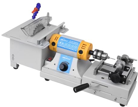 Tornio da banco Macchina da taglio, macchina per lucidatura e rettifica di gioielli Tornio da banco Sega per roccia Lucidatrice per lapidario Tampone,Sega da tavolo Attrezzatura,Machine+Polishingkit