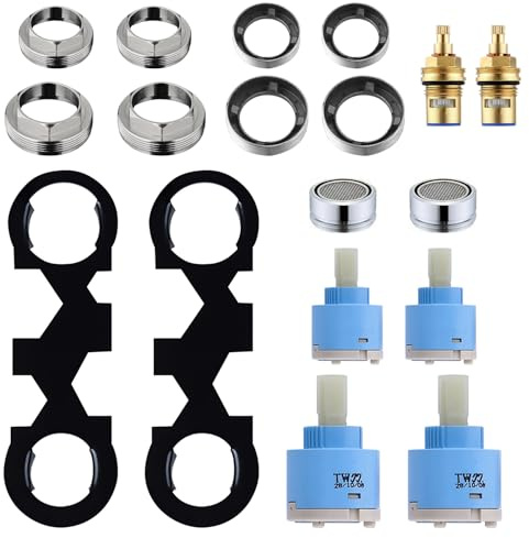 2 Pieces Multifunctional Aerator Wrenches, Tap Valve Core Removal Tool with 16 Pieces Faucet Accessories, for Faucet Repair (One Size)