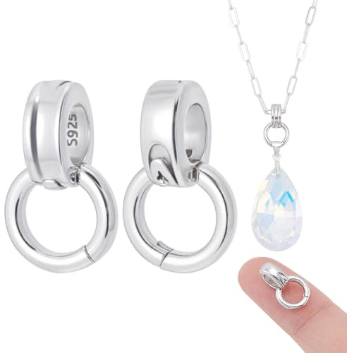 NBEADS 2 Stück 925 Doppel Bügelverschlüsse Aus Sterlingsilber, Ring Bügelverschlüsse Verbindungsstück Für Halsketten Anhänger Verschlussbügel Zur Schmuckherstellung Armband Halskette, 1.4x0.85x0.6cm