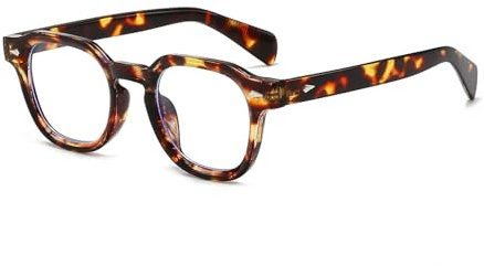 YAMEIZE Rettangolo Luce Blu Occhiali - per le Donna Uomo Piccolo Anti Fatica Blu Occhiali da Vista Luce del Computer Gaming (Leopard Clear)