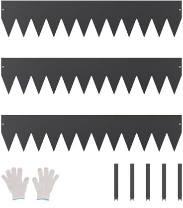 VEVOR Bordatura in Acciaio Metallo Antiruggine per Giardino, Bordatura Pieghevole per Prato Resistente, Facile da Installare, Divisorio Aiuole Cortile, Nero 3 Pezzi 1016 x 203 x 1,5 mm
