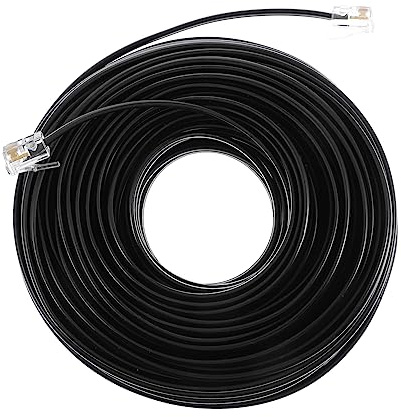 NUOBESTY Cavo Telefonico Rj11 6p4c a 4 Fili 20 Metri Nero, Cavo di Rete Fissa per Telefono, Fax e Modem, Accessorio per Telefoni Domestici Alta Affidabilità e Installazione Semplice