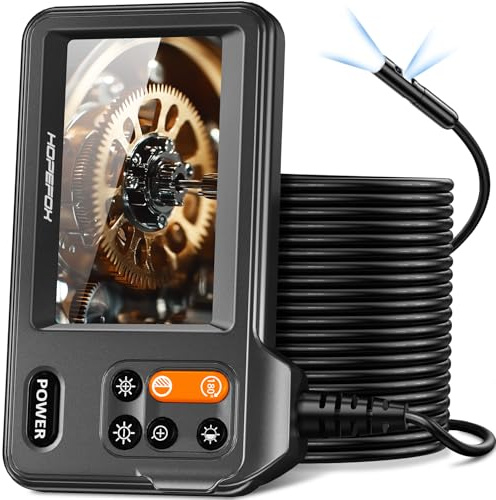 Dual Lens Endoscope Inspection Camera, Hopefox 4.3'' IPS Screen 1080P HD Borescope Inspection Camera with 8+1 LED Lights, IP67 Waterproof DrainCamera, 16.5ft Flexible SnakeCamera, Gadgets for Men