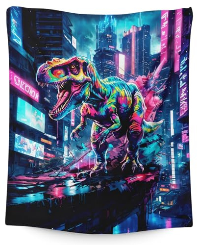 DREAMUGIFT Dinosaur Blanket Kids Blanket for Boys 6-8 Gift for Son Grandson, Cool Cozy Fuzzy 50 x 40 Inches Flannel Throw for Bed Sofa Room Decor Travel