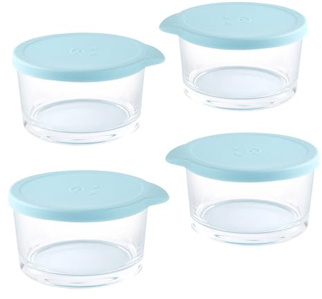 Generisch Lot de 4 récipients en verre avec couvercles de stockage des aliments, petits bols pour repas copieux, petits récipients portables pour épices, collations, assaisonnements, organiseur pour