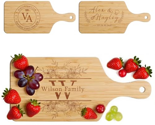 Tagliere personalizzato, tagliere per salumi in bambù inciso personalizzato - Regalo per matrimoni, anniversari e inaugurazione della casa per coppie, famiglie e genitori (19,5x32x1,5 cm)