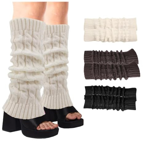 LIURFLNC 3 Paar Stulpen Damen, Stulpen, Leg Warmers Stulpen Für Damen 90s Kawaii Crochet Cuffs for Ballet Warm Knee Warmers, Women's Fashion Long Boot Cuffs