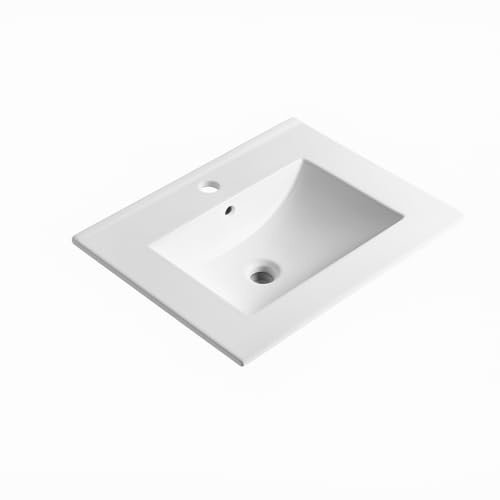 Lavabo Da Incasso Rettangolare Lavandino Bagno In Ceramica Design Moderno Elegante Per Top Bagno 81 x 46 Cm Bianco