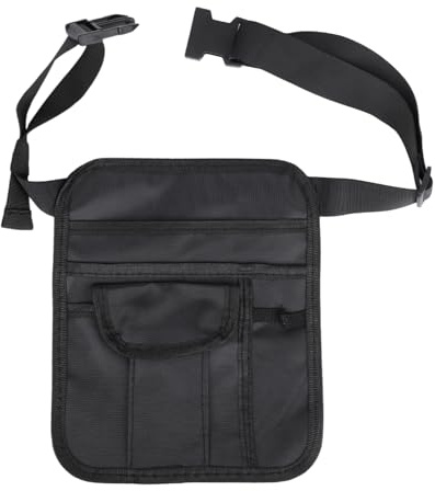 Penitue Server Pouch, Black Oxford Cloth Server Waist Pouch Versatile Serving Waist Apron Bag Adjustable Waiter Accessories for Bistro Cafe Restaurant Nursing