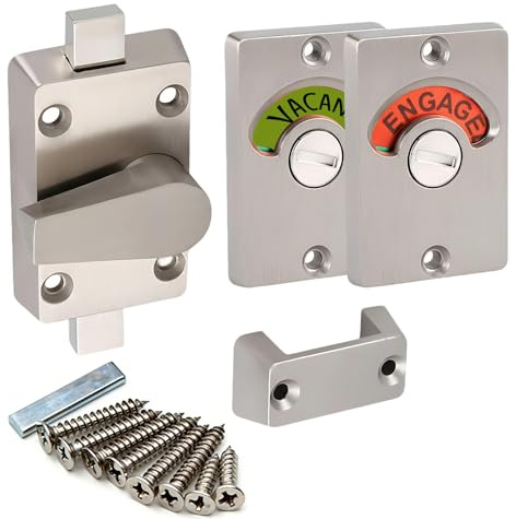 Latch Indicating Lock, Zinc Alloy Bathroom Toilet Door Lock with Screws | Durable Vacant Occupied Bathroom Privacy Locks, heavy duty Vacant/Engaged Door Lock for Shower Restroom WC
