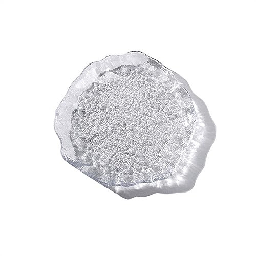 plato hondo Plato de cristal transparente, bandeja almacenamiento joyería creativa, platos decorativos, alfombrilla for postres y pasteles, plato fruta Ins, suministros cocina(Grande)