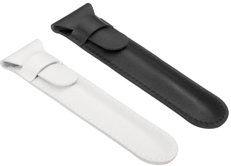 QUARKZMAN 2 Pcs Pochette À Stylo en Cuir, Étui À Stylo Simple À Rabat Protégeant Les Stylos À Plume, Stylos À Bille, Crayons Et Accessoires De Bureau Tactiles, Noir/Blanc
