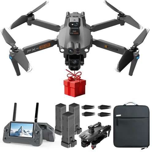 2026 Upgraded Professional Drone with 8K Camera for Adults, 7.2 Touchscreen Remote, 100 Min Flight Time, GPS Auto Return, Follow Me, 6 Mile Long Range, 360° Obstacle Avoidance, Payload Drop