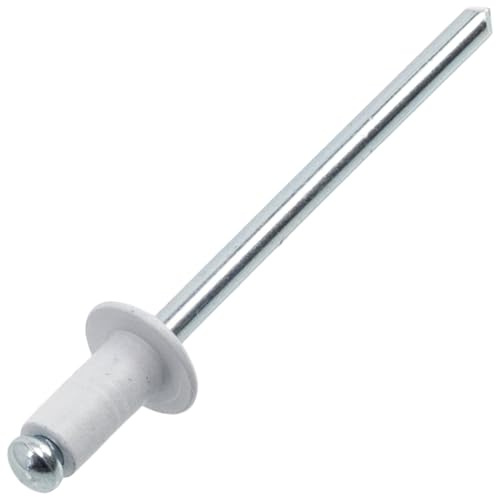 AERZETIX - Set von 25 Blindnieten Ø4x8 mm mit Flachkopf RAL 9010 weiß | Aluminium/Stahl | für schnelle, bequeme Montage und ästhetisches Finish