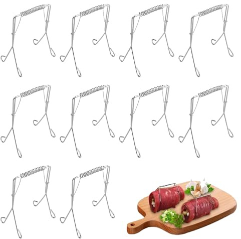 10 pinzas para rouladenklammern de acero inoxidable Reutilizables, Rouladenbinder,Rouladennadeln,Edelstahl Roladenklemmen,Kohlrouladen klammern zu Rouladennadeln Rouladenspieße Kohrouladen Klammern