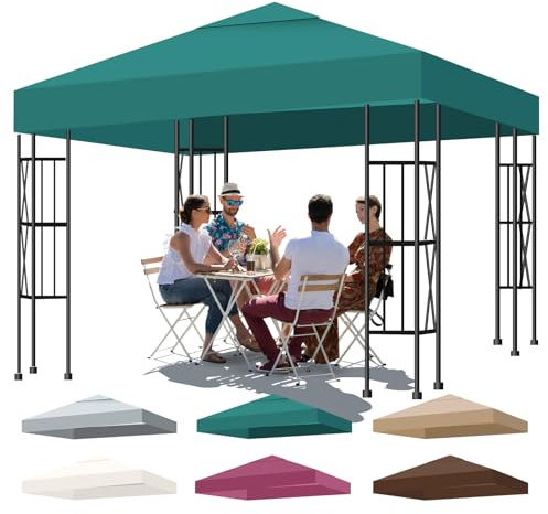 Bsteciar Pavillon Ersatzdach 3x3m Wasserdicht – Pavillondach Ersatzbezug UV Schutz Beständig, Winterfest, Stabil Extra Stark 300D Polyester – Pavillondach Ersatzzeltdach (Grün)