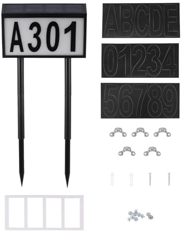 Zerodeko Solar Number Light Door Plate Light Solar Powered Automatic Lighting Number Insert Address Sign 11.00x7.07x1.18in Waterproof for Restaurant Flower Shop