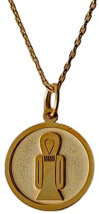 WORLD WIDE GEMS Collier pendentif pièce de monnaie gravée du nœud d'Isis égyptien, 24 mm, avec chaîne câble de 45,7 cm | Argent sterling plaqué or | Bijou unisexe | WW_PNDN_0552