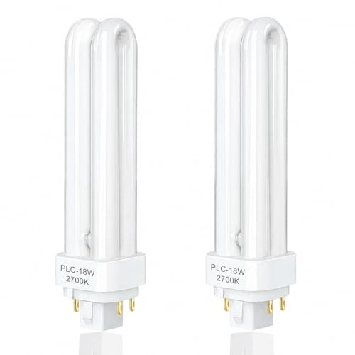 18W 2700K G24q-2 4 Pin Compact Fluorescent Lamp, PLC Light Bulbs, LED Bulb Replacement, 18W 1200LM Warm White CFL, Non-Dimmable, Energy Saving Double Tube Light for Bathroom 2pcs (2700k WarmWhite)