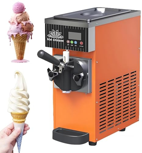 Máquina Helada Comercial Compacta - 450/750W, Capacidad 2.5L/3.5L, Servicio Suave Con Preenfriamiento, Limpieza Automática, Pantalla LCD Táctil, Heladera Profesional Para Heladerías(Orange,750W)