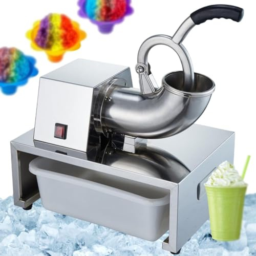 Trituradora de hielo eléctrica comercial para conos de nieve, granizados y cócteles, cuerpo completo de acero inoxidable, alta capacidad