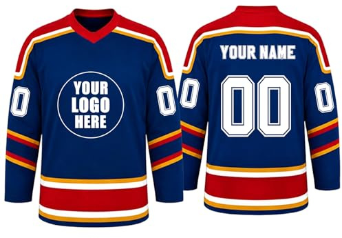 Generico Maglia da Hockey Personalizzata con Nome e Numero, Maglie da Hockey Vergini Personalizzabili per Uomo Donna Bambini per Sportivi Partite e Allenamenti