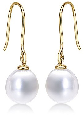Diamond Treats Süßwasserperlen-Tropfen-Ohrringe für Damen in 9K Gold, Ohrringe mit Süßwasserperlen in Gold, Perlenohrringe für Frauen in 9 Karat Gold, Perlenschmuck