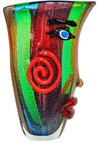 aubaho Glasvase Vase Gesicht Glas im Murano Antik Stil 38cm