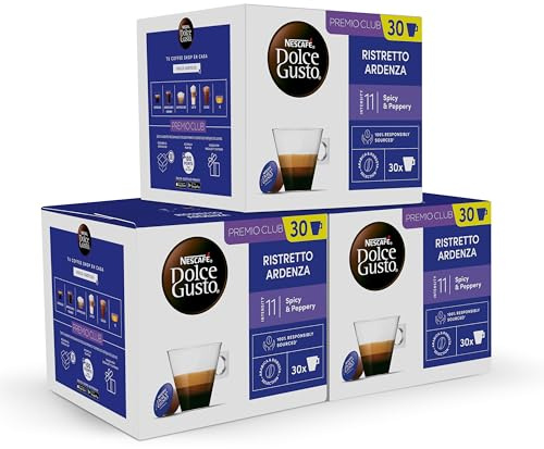 NESCAFÉ Dolce Gusto Espresso Ristretto Ardenza - Cápsulas de Café, 90 Cápsulas (3x30) - Intensidad 11 - Café arábica - Originales para cafeteras Dolce Gusto